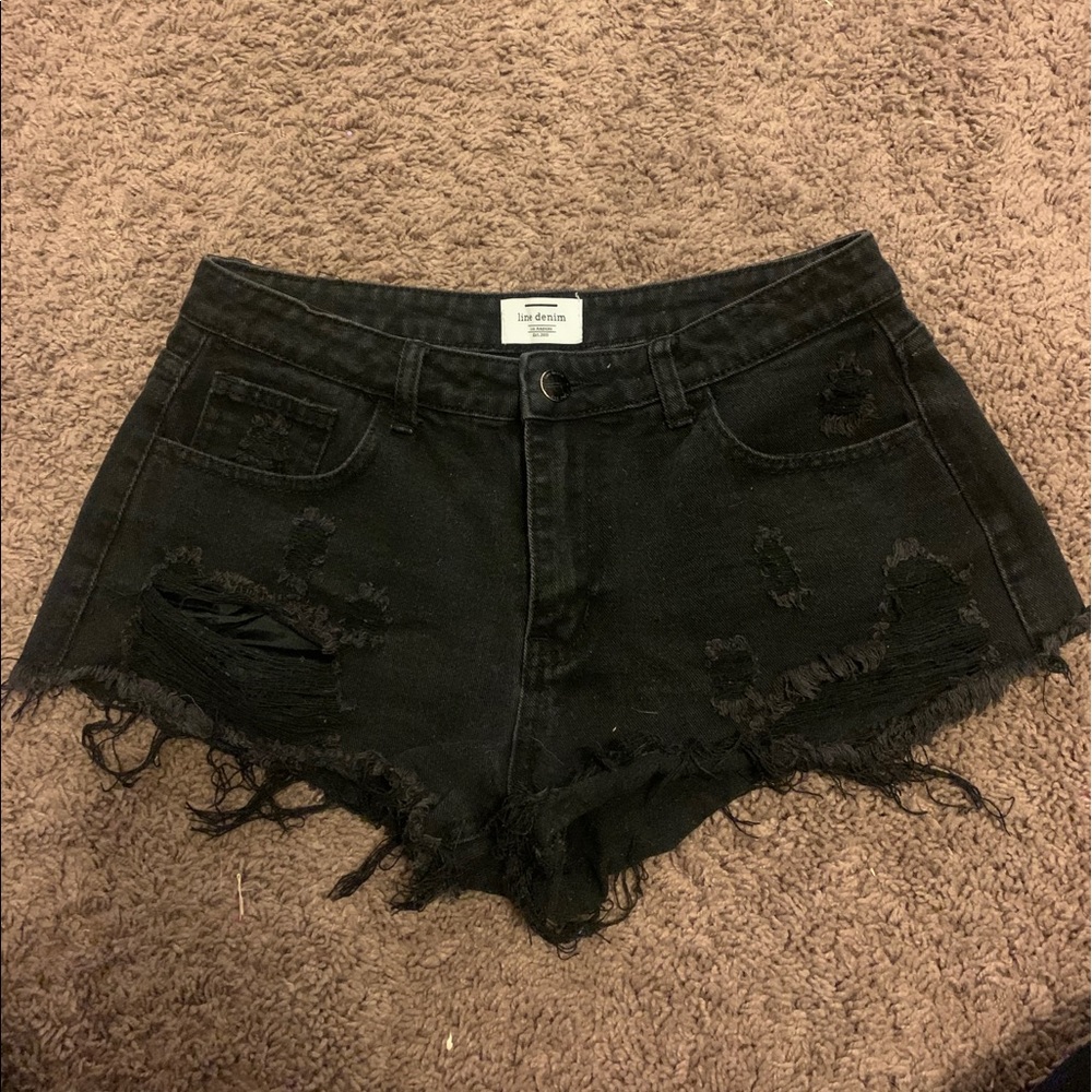 Black jean shorts